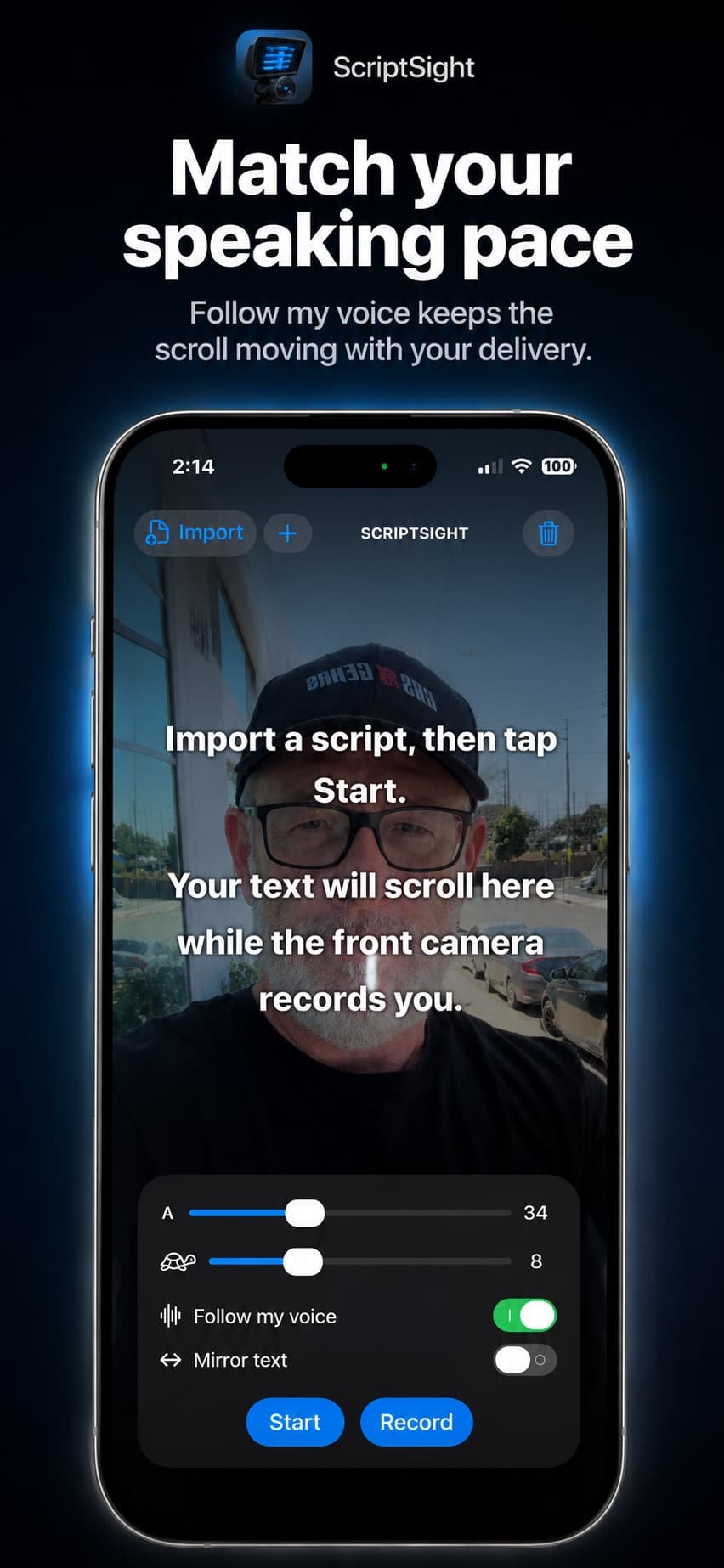Script Sight Follow My Voice feature